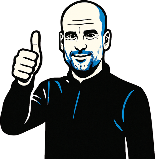 Pep Guardiola ıs makıng thumbsup.
In-Game asset.  2d.  High contrast.  No shadows