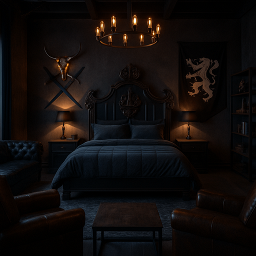 alpha male's room ,very masculine king's room, awesomeness, badass, cool place