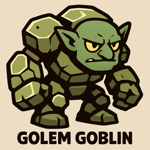 golem goblin.
In-Game asset.  2d.  High contrast.  No shadows