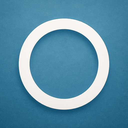 White circle with transparent middle. Front view