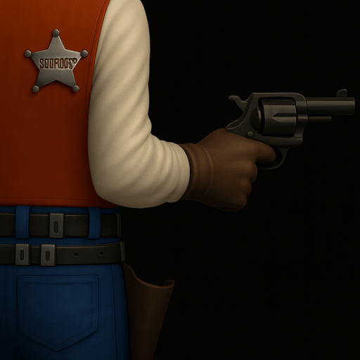 Exactly the same picture with Sherrif holding his gun much lower aiming it straight ahead