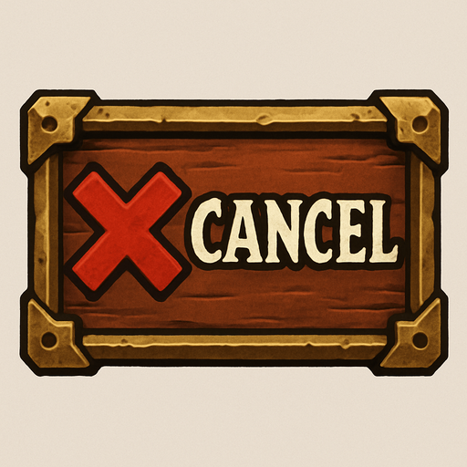 Cancel Button for medeivel concept.
In-Game asset.  2d.  High contrast.  No shadows