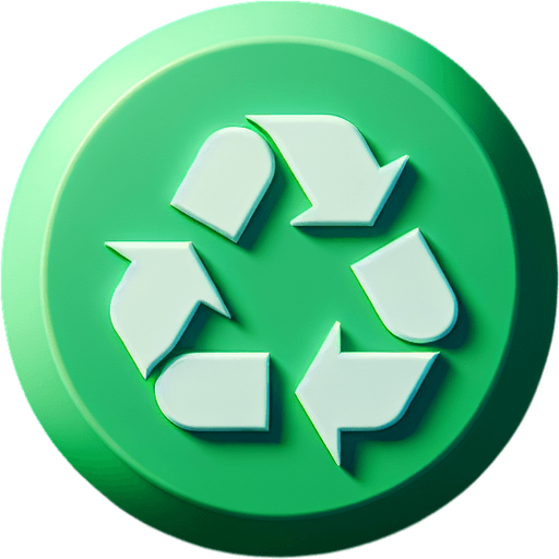 top view of a green round with a white recycle sign..
Uniform lighting