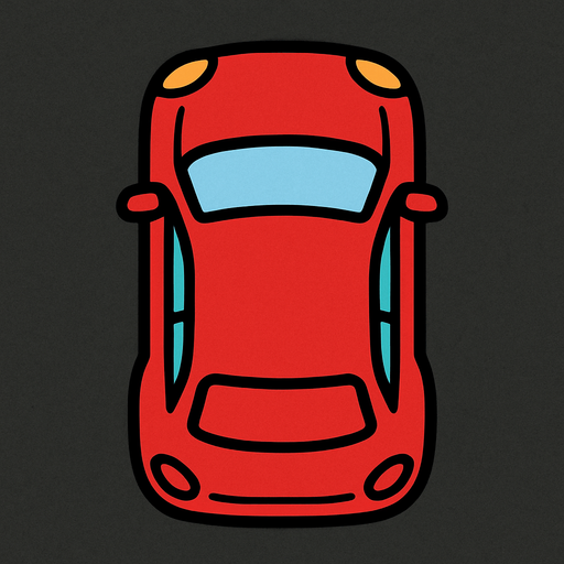 Auto rojo vista superior 2D simple.
In-Game asset.  2d.  High contrast.  No shadows