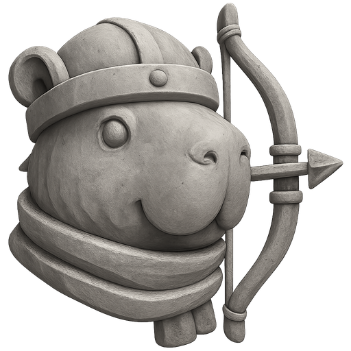 Recrealo en una escultura. Utiliza un estilo cartoon. Usas colores grises. Recuerda que es un capibara usas sus rasgos y formas. Damelo sin fondo