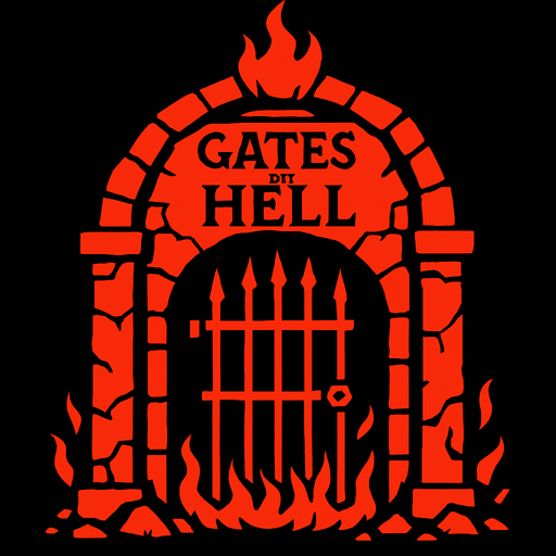 puerta del infierno.
In-Game asset.  2d.  High contrast.  No shadows