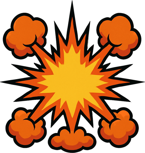 Symmetrical explosion.
In-Game asset.  2d.  High contrast.  No shadows