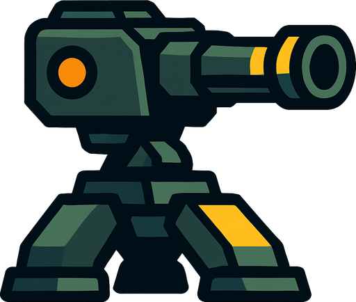 A turret.
In-Game asset.  2d.  High contrast.  No shadows
