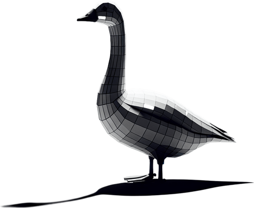 a goose.
Single Game Texture. In-Game asset. 2d. Blank background. High contrast. No shadows.