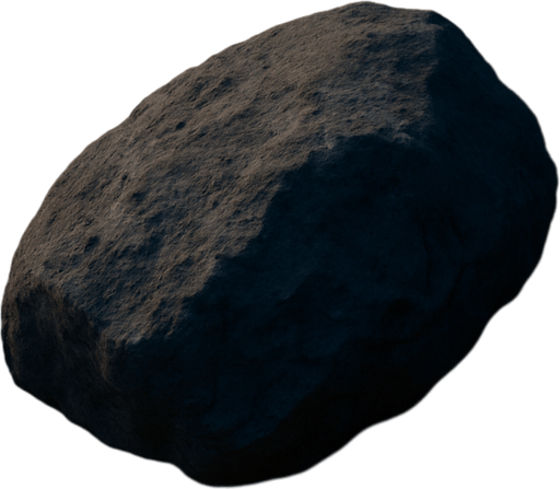 Photorealistic dusty rock in desert at night, bird view