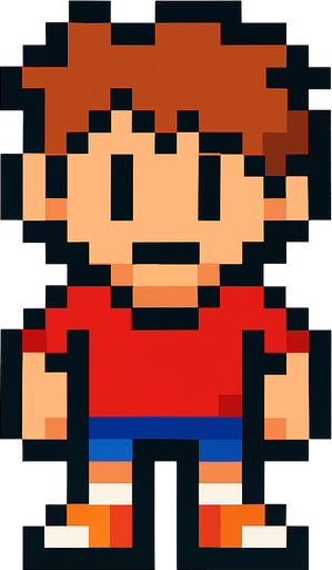 pixel art kid.
In-Game asset.  2d.  High contrast.  No shadows