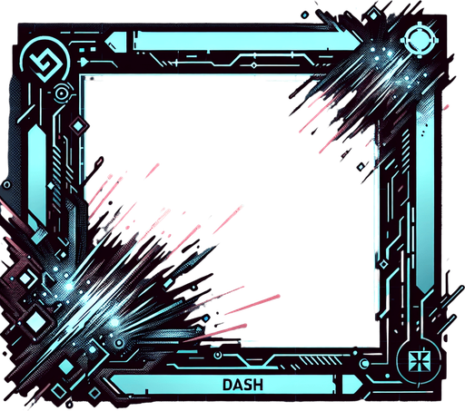 2d cyberpunk particle of a dash ability.
Single Game Texture. In-Game asset. 2d. Blank background. High contrast. No shadows.