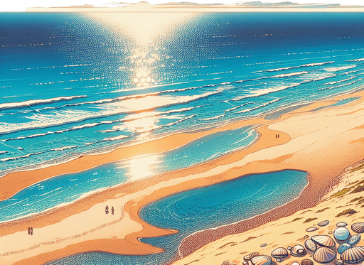 gap sea water beach and sand top down anime style.