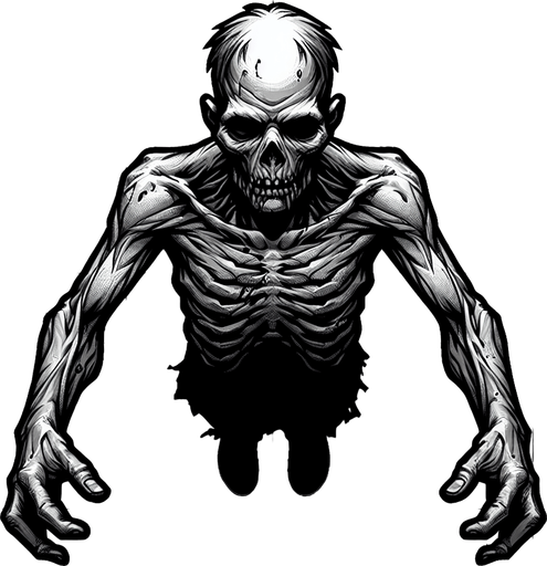 Zombie seen from above. Arms in front of it
Single Game Texture. In-Game asset. 2d. Blank background. High contrast. No shadows.