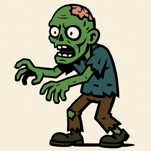 Bir zombi çiz ama 2 boyutlu.
In-Game asset.  2d.  High contrast.  No shadows