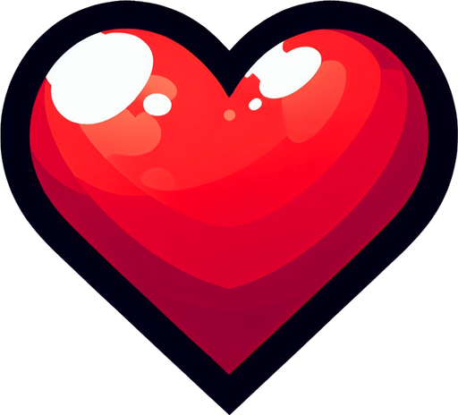 Red heart.
Single Game Texture.  In-Game asset.  2d.  Blank background.  High contrast.  No shadows