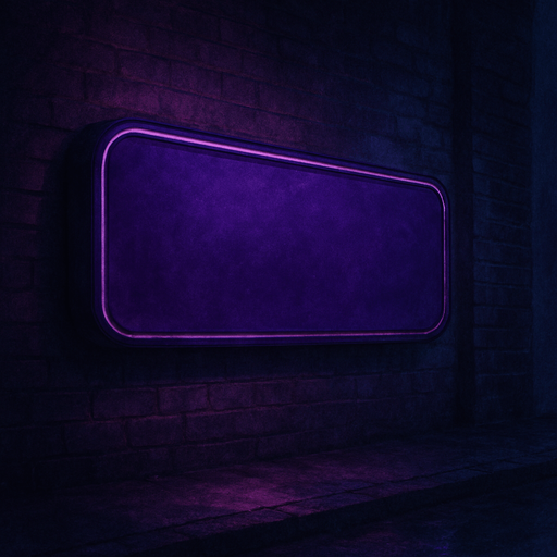 semi-realistic comic book style, moody neon lighting, lo-fi urban atmosphere, rich textures, cinematic framing, purple and blue tones, soft gradients, ambient reflections