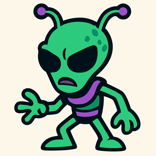 Alien.
In-Game asset.  2d.  High contrast.  No shadows