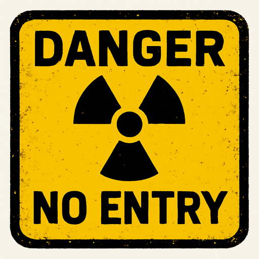 a rad danger no entry sing board.
In-Game asset.  2d.  High contrast.  No shadows