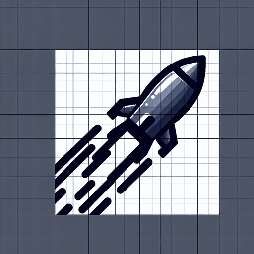 a missile with the trail. the missile is pointing to the top, and the trail goes down. no background, top-down view.
Single Game Texture.  In-Game asset.  2d.  Blank background.  High contrast.  No shadows