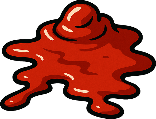 Dökülmüş ketçap.
In-Game asset.  2d.  High contrast.  No shadows