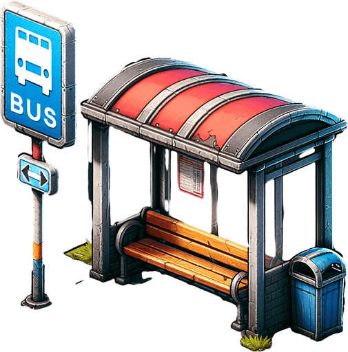 Bus stop.
Single Game Texture.  In-Game asset.  High contrast.  No shadows