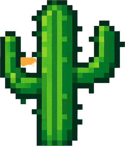 vazoda olmayan bir çöl kaktüsü yap pixel şekilde.
In-Game asset.  2d.  High contrast.  No shadows