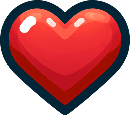 Heart_icon.
Single Game Texture.  In-Game asset.  2d.  Blank background.  High contrast.  No shadows