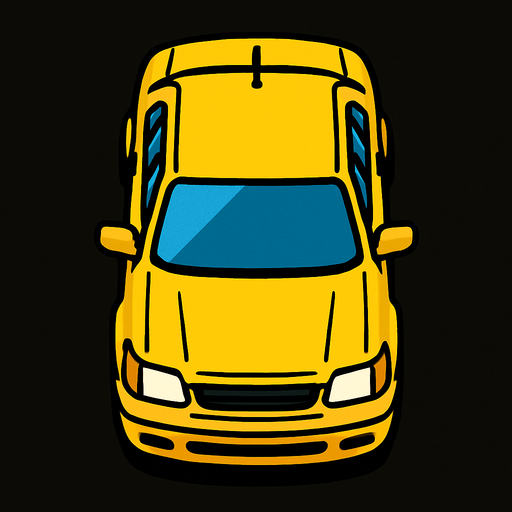 Yellow car bird's eye view.
In-Game asset.  2d.  High contrast.  No shadows