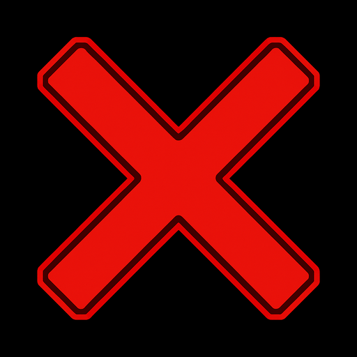 Red X.
In-Game asset.  2d.  High contrast.  No shadows