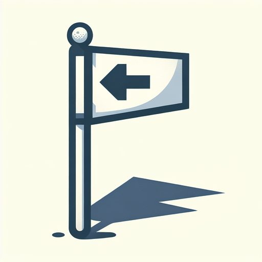 Drapeau de golf avec un flèche vers la gauche.
Single Game Texture. In-Game asset. 2d. Blank background. High contrast. No shadows.