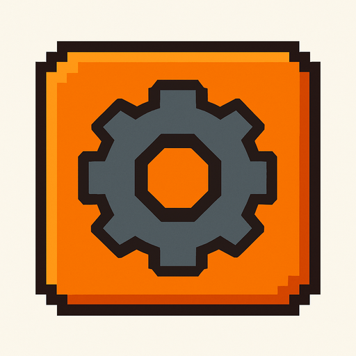 Una tuerca pixelar como boton.
In-Game asset.  2d.  High contrast.  No shadows