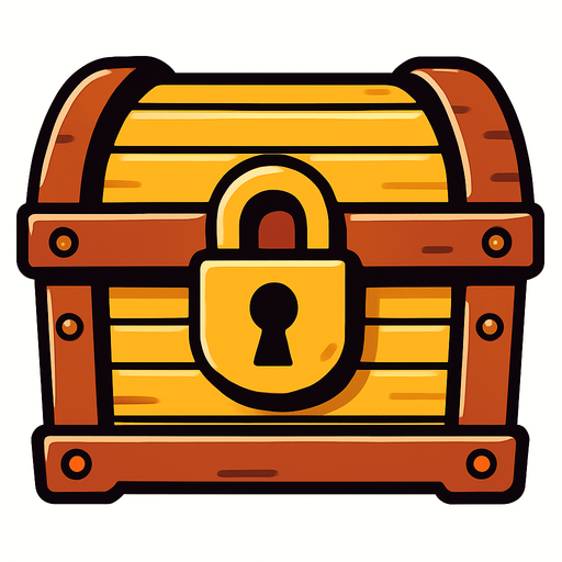 Front of treasure chest.
In-Game asset.  2d.  High contrast.  No shadows