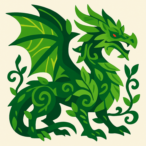 Dragon végétal.
In-Game asset.  2d.  High contrast.  No shadows