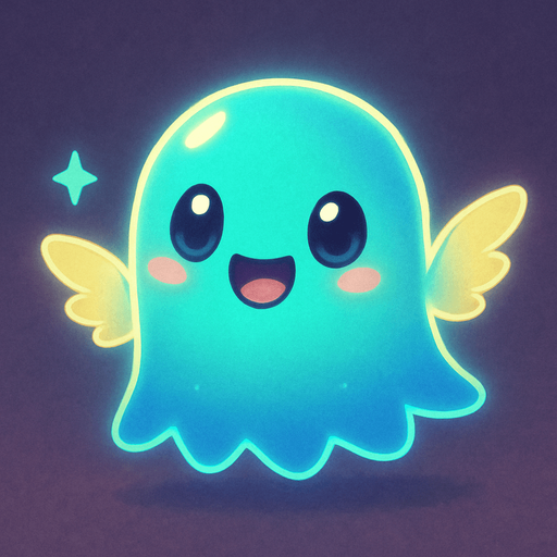 Kawaii neon winged ghost spirit creature style of Pokémon ghibli