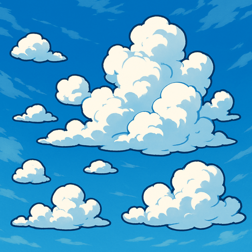 lightly cloudy, detailed sky.
In-Game asset.  2d.  High contrast.  No shadows