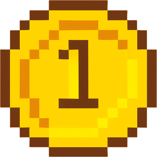 Haz una moneda 2d pero un pixel.
In-Game asset.  2d.  High contrast.  No shadows