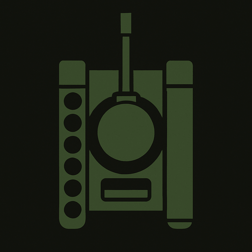 Minimalist tank assets from upside aspect and with dark green and black color.
High contrast
