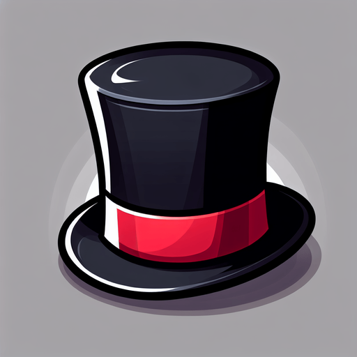 A top hat. Side profile. Cartoon.
Single Game Texture.  In-Game asset.  2d.  Blank background.  High contrast.  No shadows