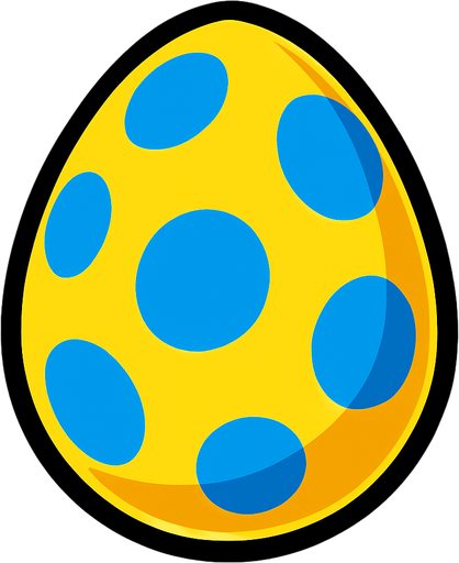 A yellow egg With Blue dots.
In-Game asset.  2d.  High contrast.  No shadows