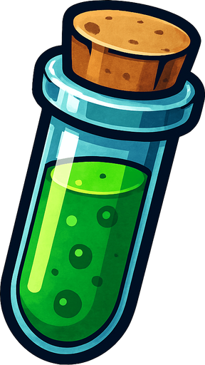 3 d gibi duran deney tübu.
In-Game asset.  2d.  High contrast.  No shadows