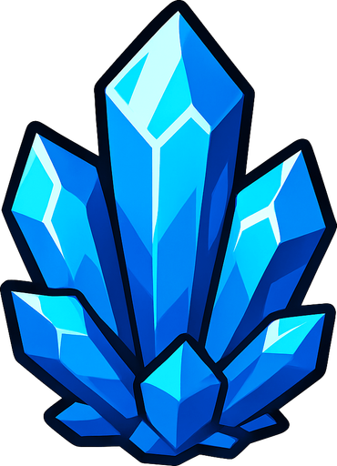 blue crystal.
In-Game asset.  2d.  High contrast.  No shadows