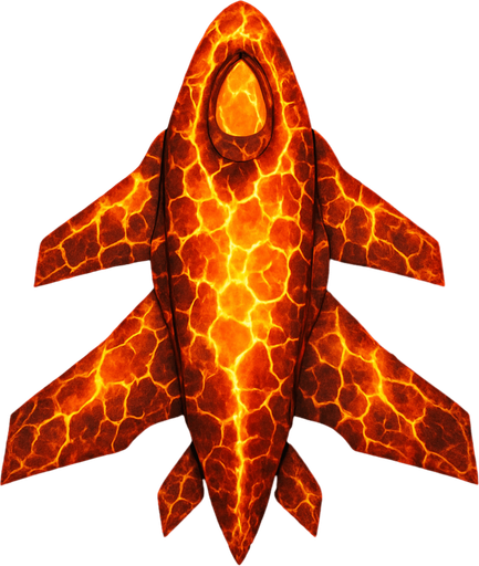 yellow lava spaceship top view.