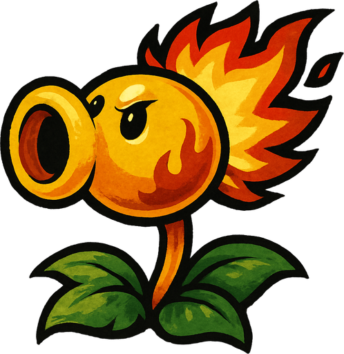 explosivepeashooter de plantas vs zombie fusion.
In-Game asset.  2d.  High contrast