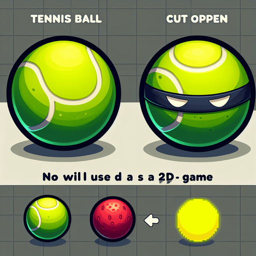 Тенисный мячик разрезыный и неращрещаный для игры похожой на фрукт ниндзя они как будто разные объекты 2д игра.
Single Game Texture. In-Game asset. 2d. Blank background. High contrast. No shadows.