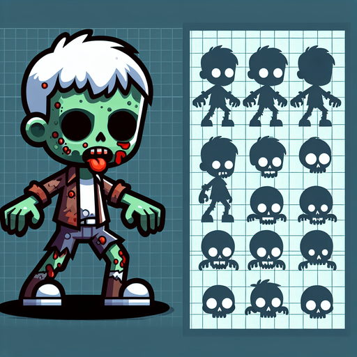 zombi karakteri tasarla animasyon ve çizgi filim olsun çocuksu olsun.
Single Game Texture.  In-Game asset.  2d.  Blank background.  High contrast.  No shadows