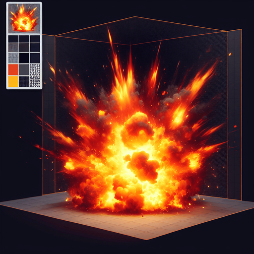 fire blast.
Single Game Texture.  In-Game asset.  2d.  Blank background.  High contrast.  No shadows