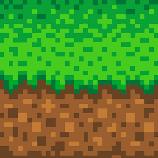 un suelo de pasto y tierra hecho con pixeles.
In-Game asset.  2d.  High contrast.  No shadows