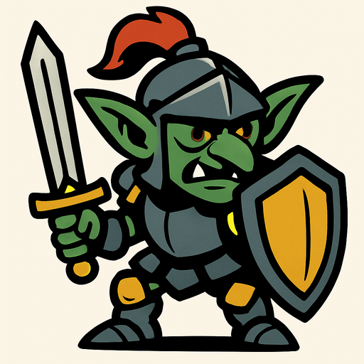 şövalye goblin.
In-Game asset.  2d.  High contrast.  No shadows