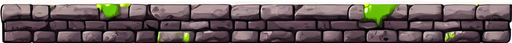 Same stone platform with irregular brick on the underside and some green slime.